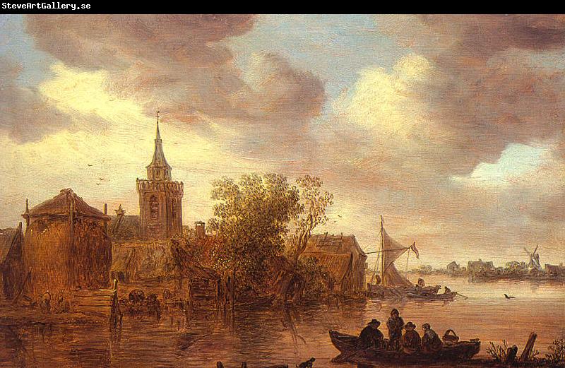 Jan van  Goyen A Church and a Farm on the Bank of a River